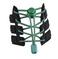 Elastiniai apvalūs batraiščiai 3 mm 100 cm su fiksatoriais ir antgaliais, žali