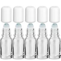 10 ml bespalvis stiklinis buteliukas su ritininiu aplikatoriumi ir baltu kamščiu – 5 vnt. pakuotė