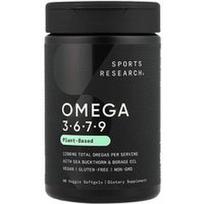 Sports Research, Omega 3-6-7-9, augalinės kilmės, 90 vegetariškų minkštųjų kapsulių