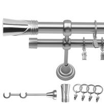 Metalinė Dviguba Užuolaidų Strypa 160 Cm 19/19 Mm Chromo Matinis Duncano Suktuko Žiedai