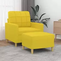 Krėslas su pakoja, šviesiai geltonos spalvos, 60cm, audinys