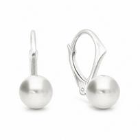 Sidabriniai auskarai „Rani (Light Grey)“ su Swarovski® perlais