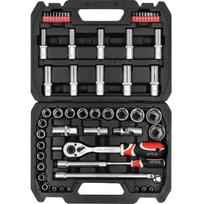 Yato įrankių rinkinys YT-12660, 60 vnt., 1/2" 12.7mm, 1/4" 6.3mm, šešiakampės galvutės, 72 dantys, AS-Drive, CrV 6140, CrV 6150