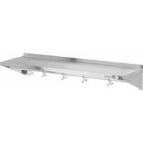 Yato Sieninė virtuvės lentyna YG-08937, 120cm, 30cm, 18cm, 0.8mm, 201 nerūdijantis plienas, 5 kabliukai, galinė briauna