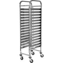 Yato vežimėlis GN konteineriams YG-09070, 380x550x1700 mm, 15 lygių, 40 kg, 4 ratukai, 2 su stabdžiais, nerūdijantis plienas 201