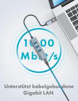 Graugear USB-HUB 3x USB 3.0 Ports Type-A+ Gbit LAN retail | G-HUB31L-AC | 4260746550153