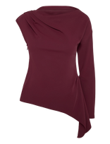 Topshop - Tstena One Shoulder Ls Top Wvn - Marškinėliai ilgomis rankovėmis - Burgundiška splava