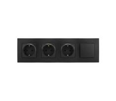 Legrand-trigubas namų SCHUKO lizdas 250V/16A ir vienpolinis jungiklis nr. 1 NILOE