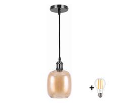 BRILAGI -LED Pakabinamas šviestuvas ant laido RETRO GLASS 1xE27/60W/230V skersm. 14cm juoda/dūminė ruda