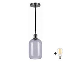 BRILAGI -LED pakabinamas šviestuvas ant laido RETRO GLASS 1xE27/60W/230V skersmuo 14 cm juoda/dūminė pilka