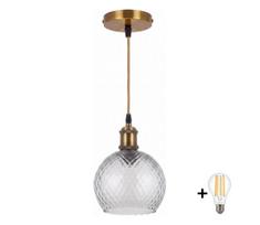 BRILAGI - LED pakabinamas šviestuvas ant laido RETRO GLASS 1xE27/60W/230V skersmuo 25 cm auksinė/dūminė pilka