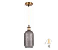 BRILAGI -LED Liustra ant laido RETRO GLASS 1xE27/60W/230V skersmuo 14 cm auksinė/dūminė pilka