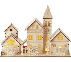 Markslöjd 706447 - LED Kalėdinė dekoracija VILLAGE LED/0,24W/2xAA fanera