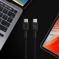 Kabelis Green cell  Green Cell GC PowerStream USB Type-C Male - Type-C Male Fast Charging 2m Black 5907813963582