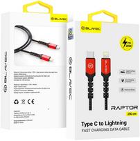 Oem Blavec laidas Raptor pintas – Type C į Lightning – PD 20W 2,4A 2 metrai CarPlay (CRA-CL24BR20) juodas-raudonas