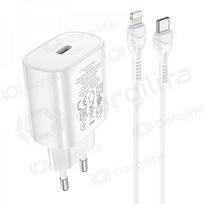 Telefono įkroviklis Hoco N22 25 W USB-C su Lightning laidu 1 m baltas