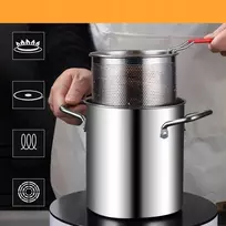 Bez Marki Puodas FRIES, grynuoliams, makaronams + sietelis, garintuvas, rinkinys 3L