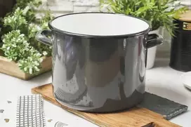 ELO-POL tradicinis emaliuotas puodas, aukštas, 22cm, bazaltas, 4L