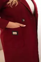 Moteriškas Plus Size paltas su apykakle, bordo spalvos