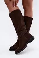 Rudi ilgaauliai batai virš kelių Step in style