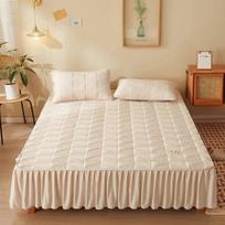 Storas medvilninis čiužinio užvalkalas Elastinis paklodė su sijonais Dvivietis karalienės lovos užvalkalas Namų viešbučio čiužinio apsauga 2xPillowcase 48x74cm white