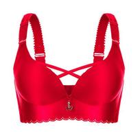 Seksualus push-up liemenėlė didelio dydžio apatiniai moterims rožinė liemenėlė didelis dydis moterims be lankelių bralette besiūlė liemenėlė mada 48/110E red