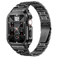 Klasikinis prabangus dirželis+dėklas Apple Watch Ultra 2 juostai 49mm 44mm 45mm 41 40mm Apsauginis dangtelis Nerūdijančio plieno Iwatch Series 9 8 7 SE 6 5 4 49MM black