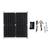 Solar Panel Charge Controller Set Monocrystalline Silicon 25W 10A Fast Charging Battery Free Drive black
