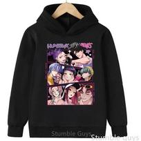 Girls and Children K-pop Devil Hunter Sweatshirt for Autumn and Winter Christmas, Warm and Soft Santa Claus Print Comfortable Pullover 100 black