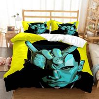 Hip -Hop Sänger Eminem 3D Bedding Set Printed Bed Set With Pillowcase Bed Duvet Cover Soft Queen King Size Bedclothes Home EU Single(135*200cm)3pcs black