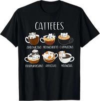 Cats & Coffee Lover Funny Caffeine Quote Cattfees Cute Cat Unisex Casual T-Shirt XL gray