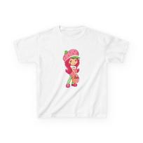 Strawberry Shortcake Girl Kids Tee | Cute Character, Pink Strawberry Hat 160 pink