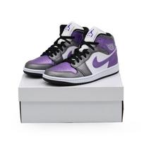 HJ5911-105 Nike Women's Air Jordan 1 Mid Metallic Purple (Women's) 7W black