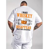Whiskey Disappear Graphic Tee Men's Pure Cotton Crew Neck Short Sleeve T-Shirt Casual Daily Spo XXXL gray