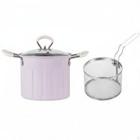 Mini Deep Fryer Pot Easy to Clean Small Frying with Basket for Individuals 3.0L_Cream Purple