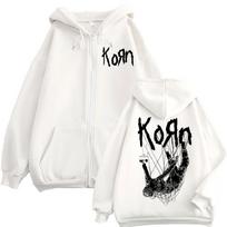 Rock Grupė Korn Albumas The Nothing Su Užtrauktuku Gobtuvėlis Gotikinis Vintažinis Užtraukiamas Megztinis Vyrams Moterims Laisvalaikio Mados Palaidinė Streetwear 3XL balta