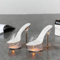 Moteriški stiletai Sexy Catwalk Model Crystal Batai Švytintys Stage 190 Series 15cm Kulnas 6,5cm Platforma LFD 38 geltona