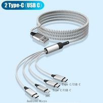Daugiafunkcis įkrovimo laidas 4 viename USB greito įkrovimo laidas Android iPhone Type C įkrovikliui iPhone Huawei Android telefonams 1.8m gray