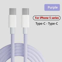 PD 60W Greitas įkroviklis 6A USB C į Type C Kabelis Skirtas iPhone 16 17 Pro MAX Greitas įkrovimas Skirtas Samsung S24 Xiaomi Kabelis 1.5m violetinė