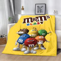 Animacinis šokoladas M-M&M's logotipas Spausduotas pledas Pledai iškylai Šiltas pledas Minkštas patogus pledas Namams kelionėms Gimtadienio dovana 30x40in yellow