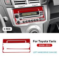 For Toyota Yaris 2006 2007 2008 2009 2010 2011 LHD Real Soft Carbon Fiber Sticker Car Center Console Frame Interior Accessories Type C For LHD Red gray