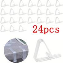 24Pcs Transparent Tablecloth Clips Anti-Slip Table Cover Clamps Plastic Table Cloth Clips Windproof Table Cover Holder Clamps white