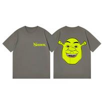 Shrek Big Face Smile Funny Meme Graphic T Shirts Unisex Women Clothing Harajuku Cartoon Tshirts Summer Casual Loose Cotton Tshirt 3XL yellow