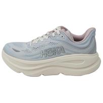 Hoka One One Bondi 9 Wide Simple Comfortable Fabric Shock Absorbing Breathable Running Shoes Women sneaker Light-Blue 1186830-ATRM 38.5 gray