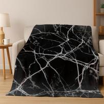 Prabangus marmurinis spalvotas auksinis juodas flanelinis pledas šiltas minkštas pledas lovai svetainei kelionėms iškyloms Size: 75*100cm, Weight: 230 GSM black