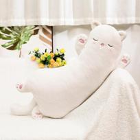 Animacinis mieguistas kačiukas pliušinis žaislas Kawaii ilga pagalvė minkštas šiltas kačiuko lėlė minkštas žaislas pagalvė gimtadienio dovana kambario lovos dekoracija 65cm balta