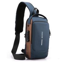 Vyriškas daugiafunkcis nuo vagystės USB peties krepšys Crossbody Bag Kelioninis Sling Bag Pack Messenger Pack Krūtinės krepšys mėlyna
