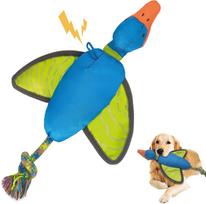 Dragonfly Flying Dog Toy, Oxford Squeaky Crinkle Chew Toy for Fetch Training, Interactive Durable Toy for Medium Large Dogs Duck blue