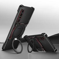 Berėmis magnetinis metalinis dėklas Sony Xperia 1 VI V IV 5 10 X1 VII, aliuminio lydinio apsauginis žiedas, stovas, objektyvo apsauginis rėmelis For Xperia 1 IV white