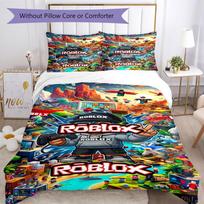 Roblox Bedding Set Breathable Duvet Cover with Pillowcases Decorative Bed Linen for Bedroom Home Decoration Birthday Gift 135cmx200cm